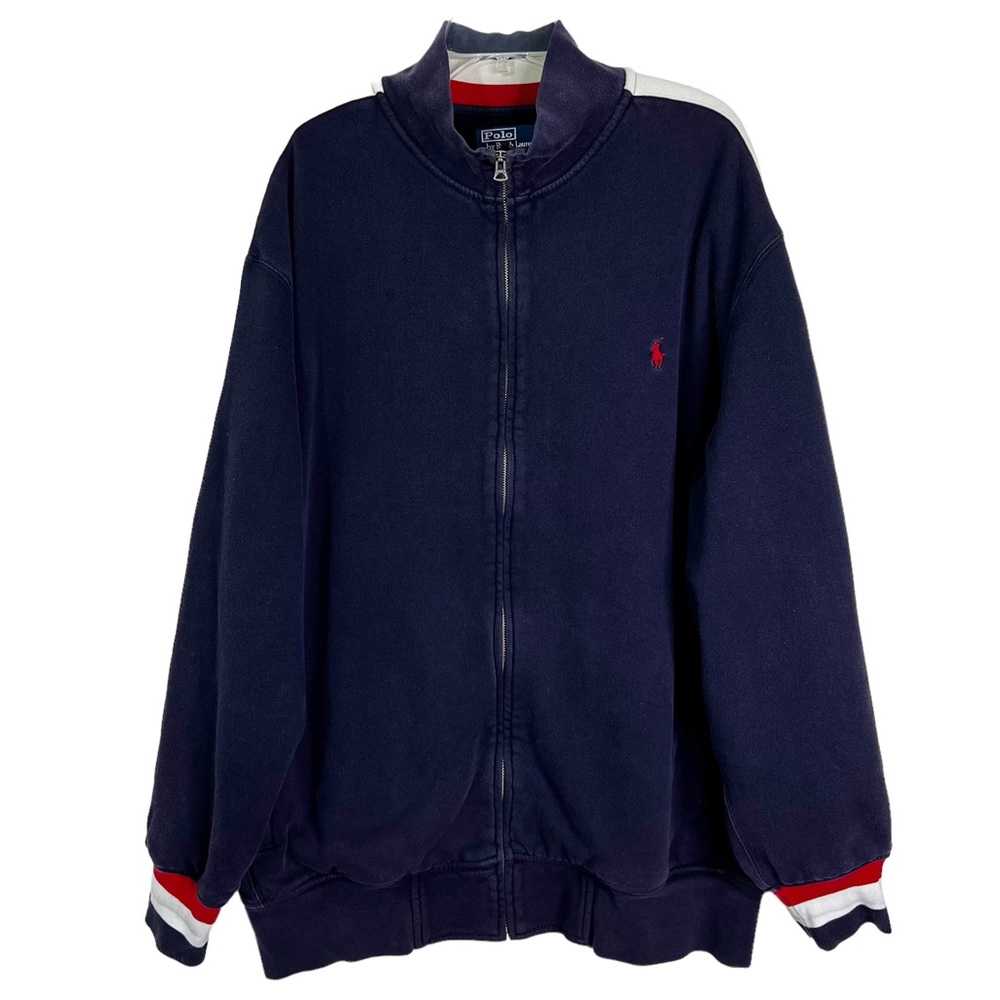 Polo Ralph Lauren Thermal Lined Side Stripe Full Zip Jacket Navy Men’s Sz 2XLT